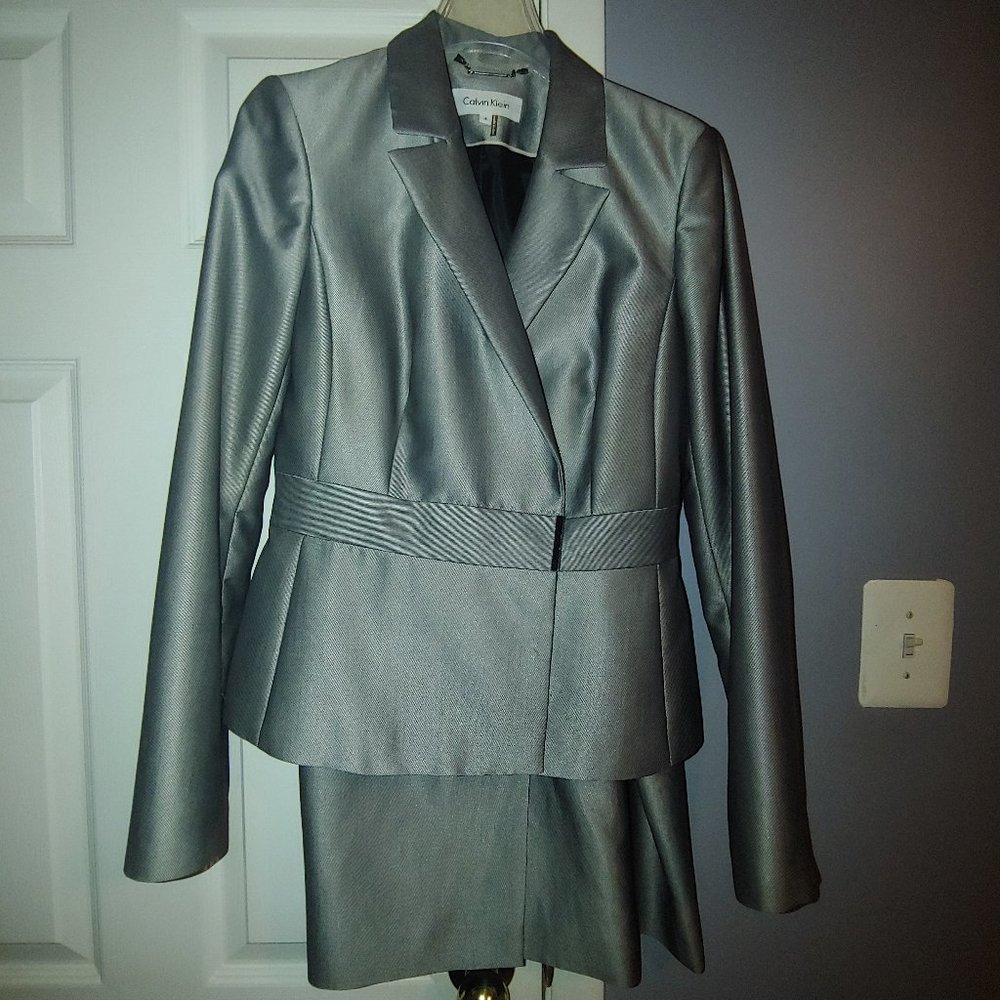 Pretty and professional shiny silver suit